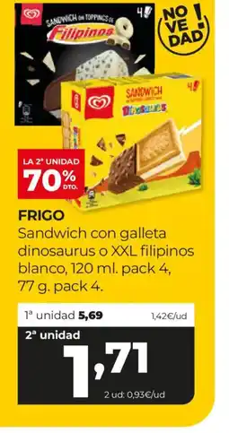 Alimerka FRIGO Sandwich con galleta dinosaurus o XXL filipinos oferta