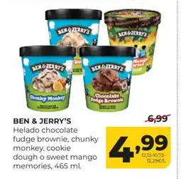 Alimerka BEN & JERRY'S Helado chocolate fudge brownie, chunky monkey, cookie dough o sweet mango memories oferta