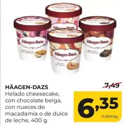 Alimerka HÄAGEN-DAZS Helado cheesecake, con chocolate belga, con nueces de macadamia o de dulce de leche oferta