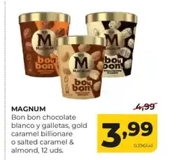 Alimerka MAGNUM Bon bon chocolate blanco y galletas, gold caramel billionare o salted caramel & almond oferta