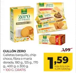 Alimerka GULLÓN ZERO Galletas barquillo, chip choco, fibra o maría dorada oferta