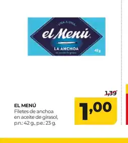 Alimerka EL MENÚ Filetes de anchoa en aceite de girasol oferta