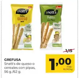 Alimerka GREFUSA Snatt's de queso o cereales con pipas oferta