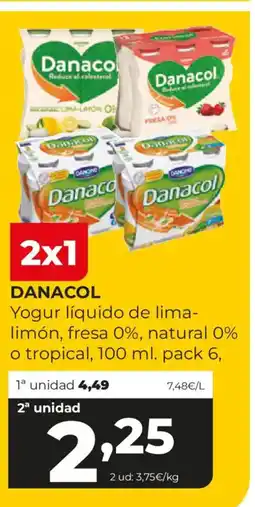 Alimerka DANACOL Yogur líquido de lima- limón, fresa 0%, natural 0% o tropical oferta
