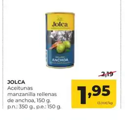 Alimerka JOLCA Aceitunas manzanilla rellenas de anchoa oferta