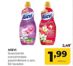 Alimerka ASEVI Suavizante concentrado pasión&tiaré o zen, 60 lavados oferta
