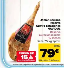 Carrefour Market NAVIDUL Jamón serrano Reserva Cuatro Estaciones oferta
