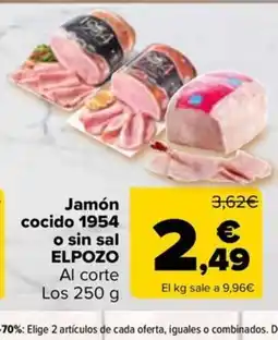 Carrefour Market ELPOZO Jamón cocido 1954 o sin sal oferta