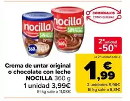 Carrefour Market NOCILLA Crema de untar original o chocolate con leche oferta