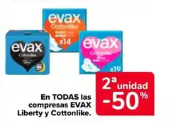 Carrefour Market EVAX En TODAS las compresas Liberty y Cottonlike oferta
