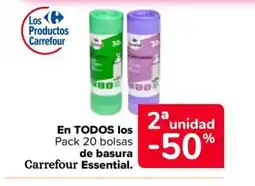 Carrefour Market CARREFOUR ESSENTIAL En TODOS los Pack 20 bolsas de basura oferta