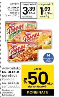 Eroski Dr oetker - pannini de jamón y queso, 250 g oferta