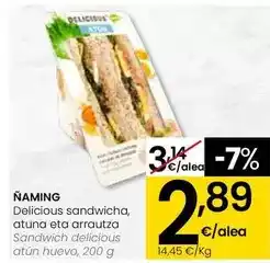 Eroski Ñaming - sandwich delicious atún huevo oferta