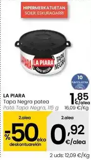 Eroski La piara - pate tapa negra, 115 g oferta