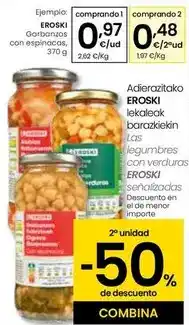 Eroski Eroski - garbanzos con espinacas, 370 g oferta