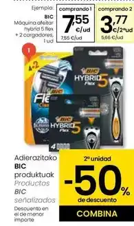 Eroski Bic - maquina afeitar hybrid 5 flex + 2 cargadores, 1 ud oferta