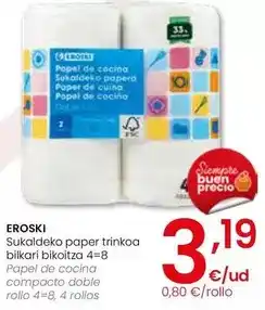 Eroski Eroski - papel de cocina compacto doble oferta