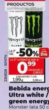 Dia Monster - bebida energética ultra white/green energy zero oferta