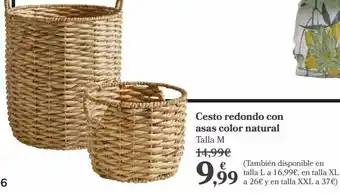 Carrefour Cesto redondo con asas color natural oferta