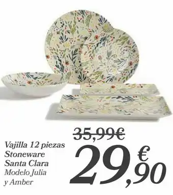 Carrefour Vajilla 12 piezas stoneware santa clara oferta