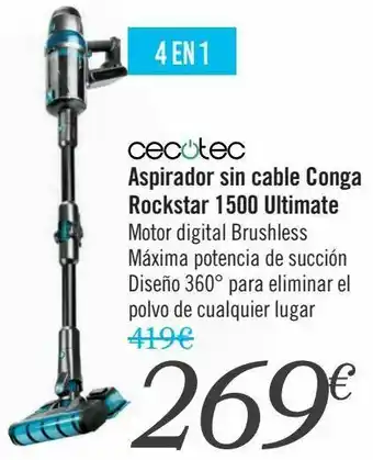 Carrefour Cecotec aspirador sin cable conga rockstar 1500 ultimate oferta