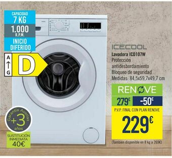 Carrefour Icecool lavadora icd107w oferta