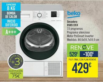 Carrefour Secadora ds8512cx beko oferta