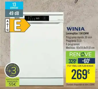 Carrefour Winia lavavajillas 12a1eww oferta