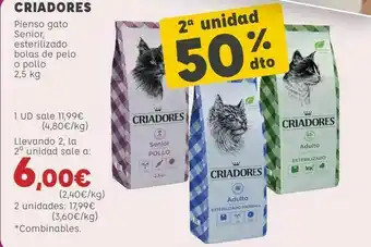 Kiwoko Criadores pienso gato senior, esterilizado bolas de pelo o pollo oferta