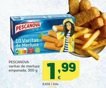 HiperDino Pescanova varitas de merluza empanada oferta