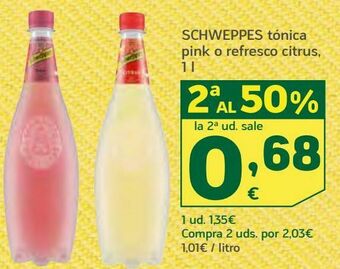 HiperDino Schweppes tónica pink o refresco citrus oferta