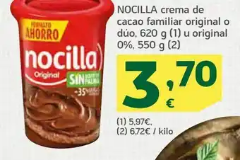 HiperDino Nocilla crema de cacao familiar original o dúo u original 0% oferta