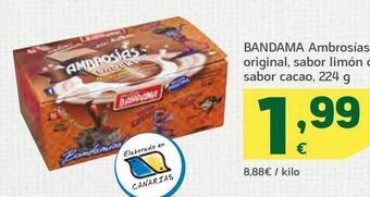 HiperDino Bandama ambrosías original, sabor limón o sabor cacao oferta