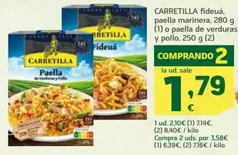 HiperDino Carretilla fideuá, paella marinera o paella de verduras y pollo oferta