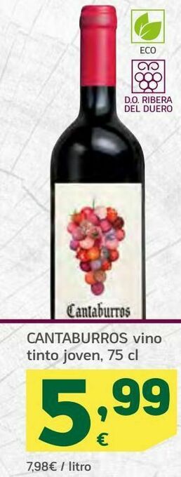 HiperDino Cantaburros vino tinto joven oferta