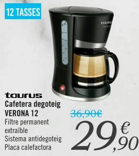 Cafetera de goteo Verona 12 ¡Compra aquí! | Taurus
