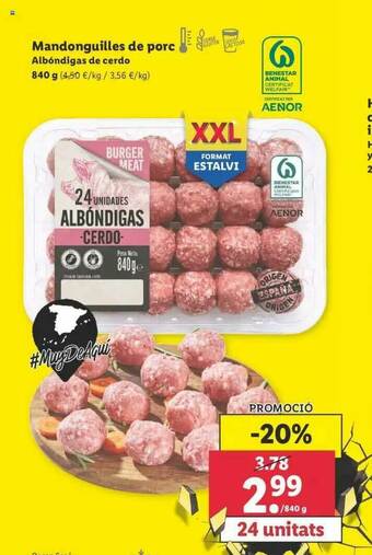 Lidl Albóndigas De Cerdo oferta