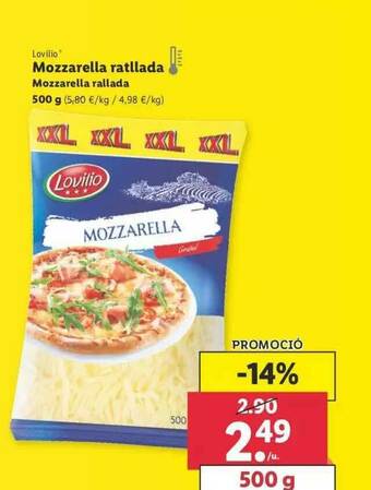 Lidl Lovilio Mozzarella Rallada oferta