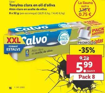 Lidl Calvo Atún Claro En Aceite De Oliva oferta