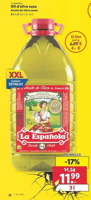 Lidl La Española Aceite De Oliva Suave oferta
