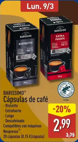 ALDI BARISSIMO Cápsulas de café oferta