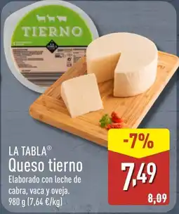 ALDI LA TABLA Queso tierno oferta