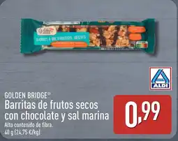 ALDI GOLDEN BRIDGE Barritas de frutos secos con chocolate y sal marina oferta