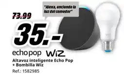 MediaMarkt Altavoz inteligente Echo Pop + Bombilla Wiz oferta