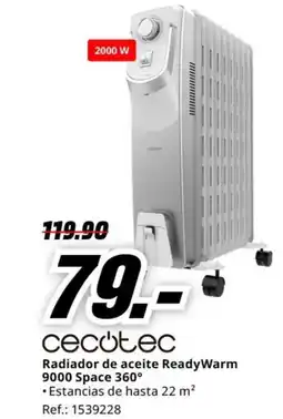 MediaMarkt CECOTEC Radiador de aceite ReadyWarm 9000 Space 360° oferta