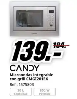 MediaMarkt CANDY Microondas integrable con grill CMGI201EX oferta