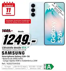 MediaMarkt SAMSUNG Smartphone Galaxy S26+ 5G oferta