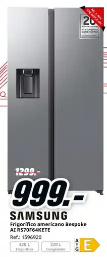 MediaMarkt SAMSUNG Frigorífico americano Bespoke AI RS70F64KETE oferta