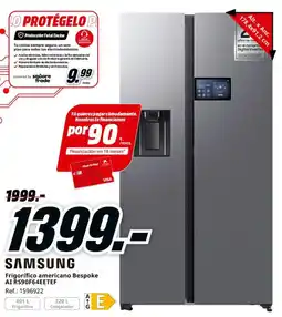 MediaMarkt SAMSUNG Frigorífico americano Bespoke AI RS90F64EETEF oferta