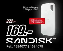 MediaMarkt SANDISK SSD externo 1TB 1050MB/s oferta